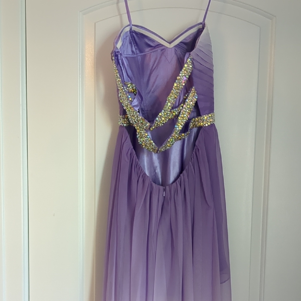 Elegant Purple and White Ombre Strapless Gown - Picture 3 of 11